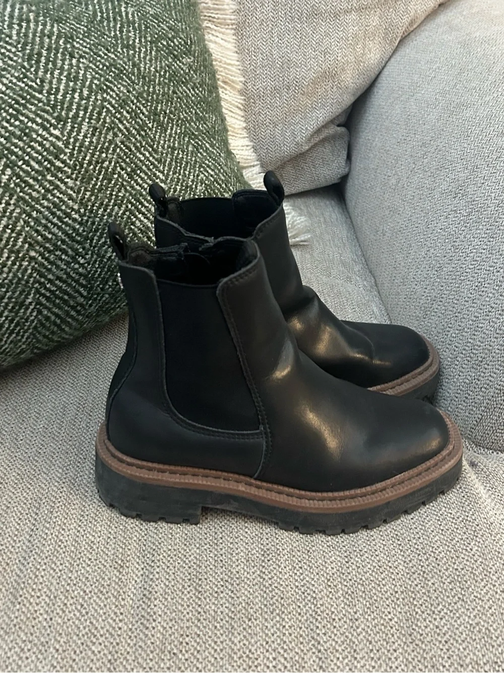 Girls Black Chelsea Boots with Brown Sole - Sam Edelman